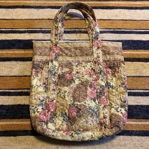 Vintage Handmade Quilted Purse Tote Shoulder Bag Granny Cottagecore 90s Coquette